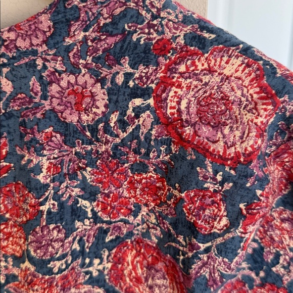 Chaps Denim multi floral print cotton v neck blouse - Picture 4 of 12